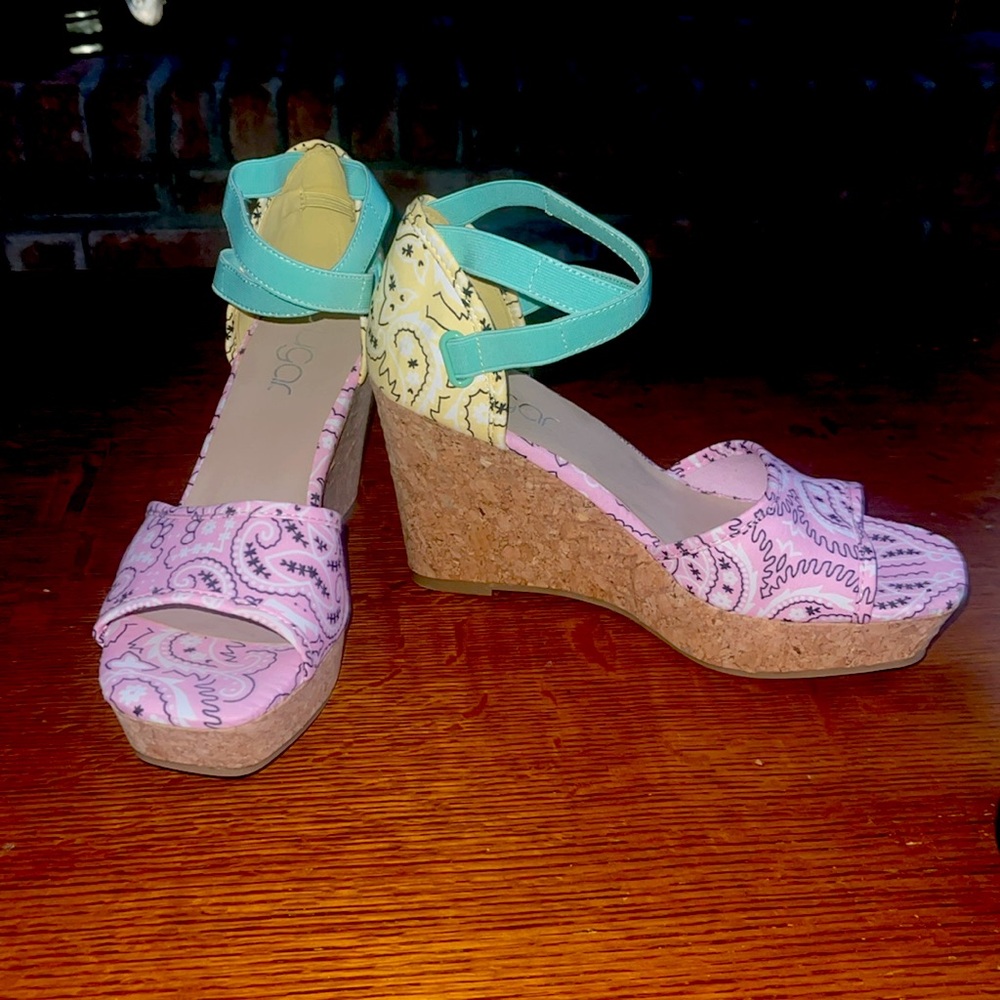 Sugar Women's Wedges - Pink,Yellow,and Teal